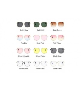 Square Retro Big Square Sunglasses Women Brand Designer Pink Sun Glasses Ladies Alloy Quality Female Oculus De Sol - CG197Y7D...