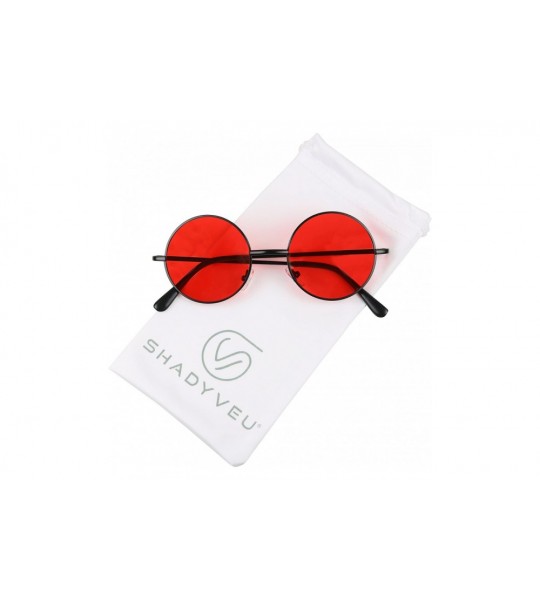 Round Retro John Lennon Style Sunglasses Round Red Tint Color Groovy Hippy Wire Circle Teashades - Black Frame - C518CADREQ7 ...