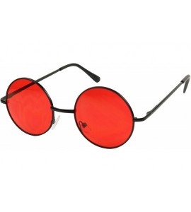 Round Retro John Lennon Style Sunglasses Round Red Tint Color Groovy Hippy Wire Circle Teashades - Black Frame - C518CADREQ7 ...