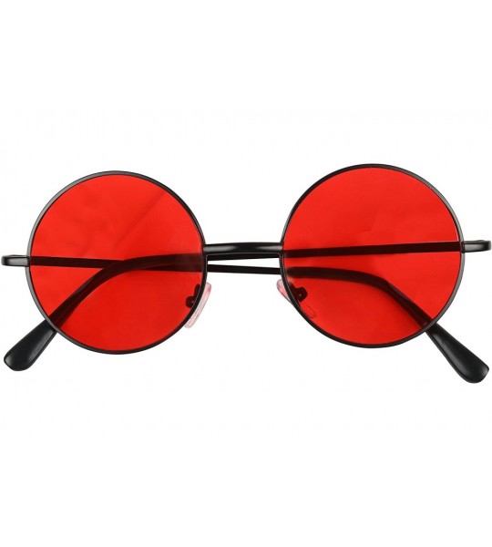 Round Retro John Lennon Style Sunglasses Round Red Tint Color Groovy Hippy Wire Circle Teashades - Black Frame - C518CADREQ7 ...