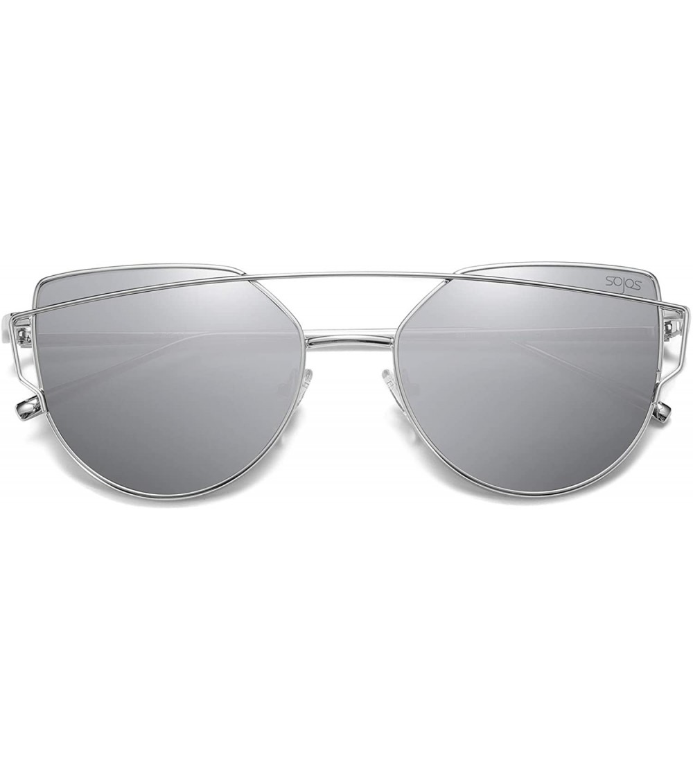 Aviator Cat Eye Mirrored Flat Lenses Street Fashion Metal Frame Women Sunglasses SJ1001 - CE12E3YRQEX $24.74