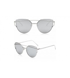 Aviator Cat Eye Mirrored Flat Lenses Street Fashion Metal Frame Women Sunglasses SJ1001 - CE12E3YRQEX $24.74