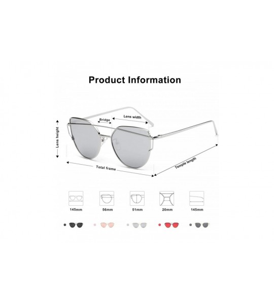 Aviator Cat Eye Mirrored Flat Lenses Street Fashion Metal Frame Women Sunglasses SJ1001 - CE12E3YRQEX $24.74