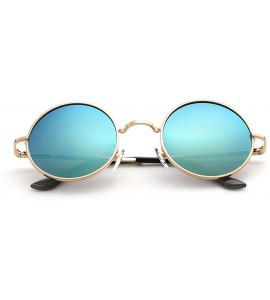 Round Unique Blue Mirrored Color Lenes John Sunglasses Polarized for Men Women Glass Driving Outdoor UV400 - CA12DTL3CF3 $29.46