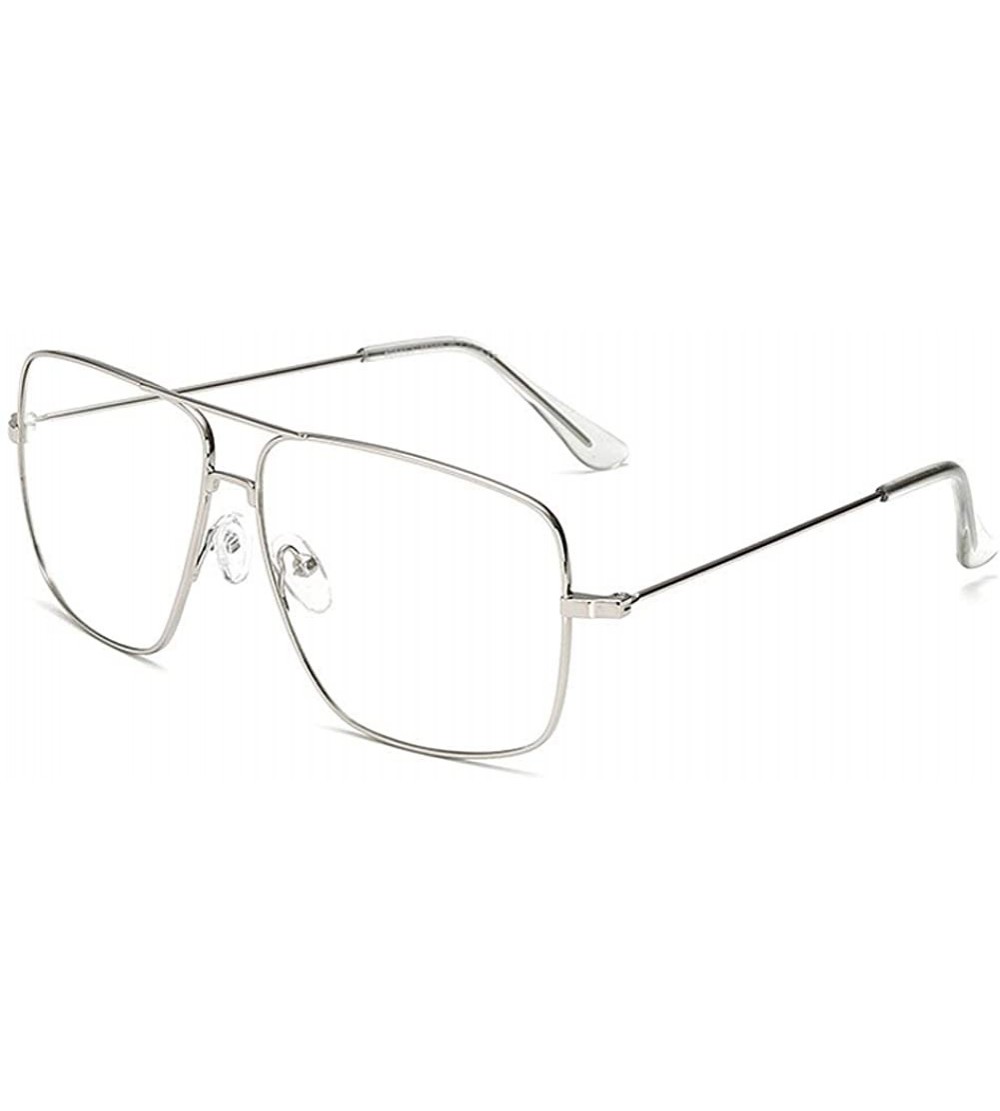 Aviator Classic Glasses Clear Lens Non Prescription Metal Frame Eyewear Men Women - Silver Frame+clear Lenses - C618I0TQ6C8 $...