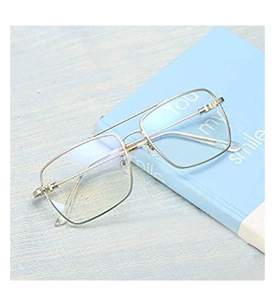 Aviator Classic Glasses Clear Lens Non Prescription Metal Frame Eyewear Men Women - Silver Frame+clear Lenses - C618I0TQ6C8 $...