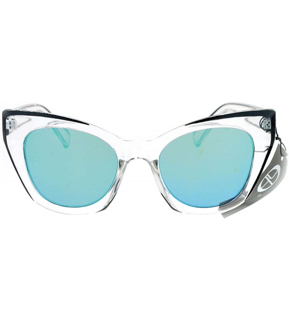 Oversized Unique Compact Flat Lens Rigid Squared Cat Eye Sunglasses - Clear Tortoise - CA12MXABEH7 $23.01