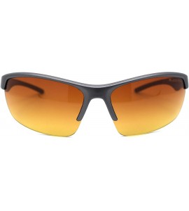 Sport Mens Amber HD Lens Baseball Half Rim Warp Sunglasses - Grey - C9197EEDKKK $23.46