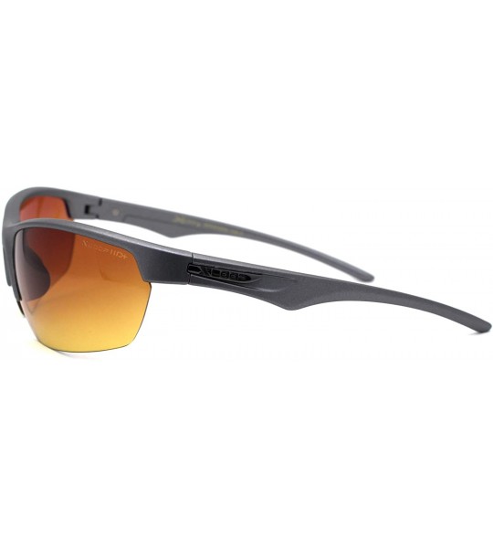 Sport Mens Amber HD Lens Baseball Half Rim Warp Sunglasses - Grey - C9197EEDKKK $23.46