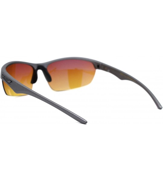 Sport Mens Amber HD Lens Baseball Half Rim Warp Sunglasses - Grey - C9197EEDKKK $23.46