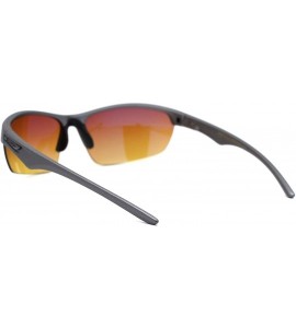 Sport Mens Amber HD Lens Baseball Half Rim Warp Sunglasses - Grey - C9197EEDKKK $23.46