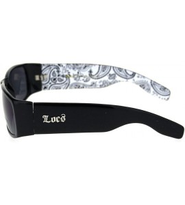 Rectangular Locs Gangster Bandana Print Arm Classic Rectangular Cholo Sunglasses - White Bandana - CM18R5AU2QY $19.71