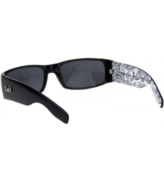 Rectangular Locs Gangster Bandana Print Arm Classic Rectangular Cholo Sunglasses - White Bandana - CM18R5AU2QY $19.71