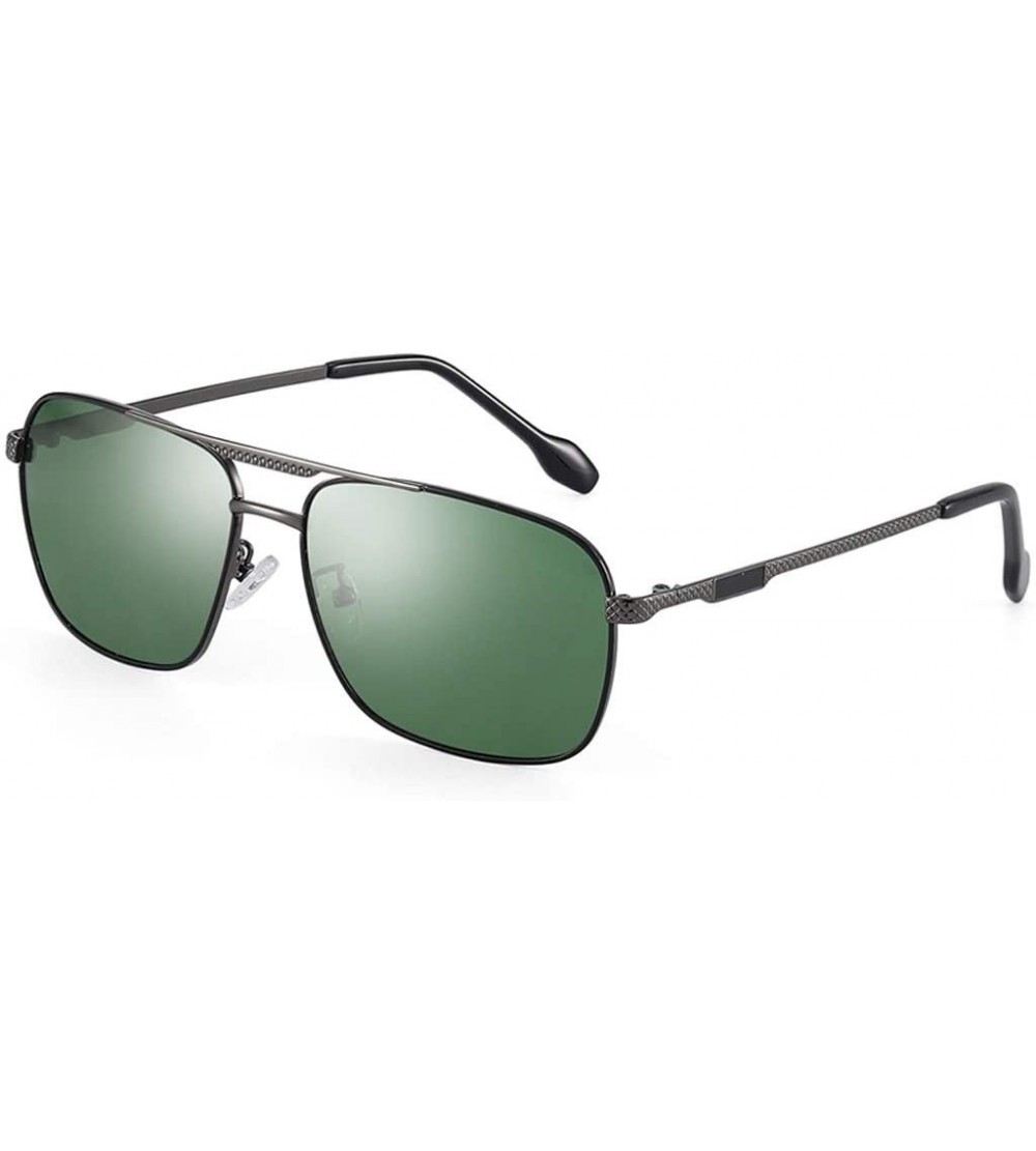Oval Polarized Sunglasses Male Fashion Large Frame Leisure Square Sunglasses (Color Gun Frame Dark Green Mirror) - CU18A3XDDW...