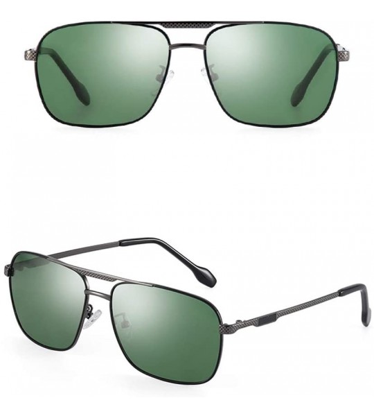 Oval Polarized Sunglasses Male Fashion Large Frame Leisure Square Sunglasses (Color Gun Frame Dark Green Mirror) - CU18A3XDDW...