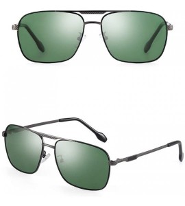 Oval Polarized Sunglasses Male Fashion Large Frame Leisure Square Sunglasses (Color Gun Frame Dark Green Mirror) - CU18A3XDDW...