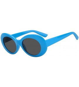 Oversized Women Men Retro Oval Goggles Thick Plastic Colored Frame Round Lens Sunglasses - Blue-smoke - CB18HXDXN9G $19.94