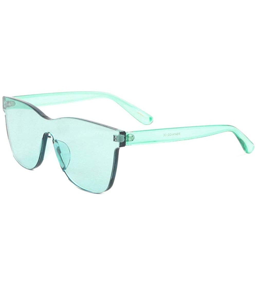 Rimless Rimless One Piece Thick Lens Shield Crystal Color Sunglasses - Green - C7198KAL63K $26.10