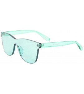 Rimless Rimless One Piece Thick Lens Shield Crystal Color Sunglasses - Green - C7198KAL63K $26.10