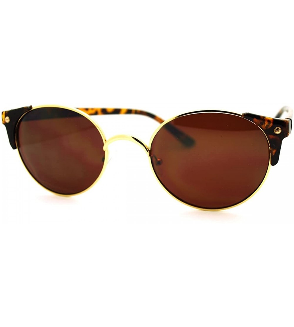 Round High Fashion Sunglasses Womens Round Side Horn Rim Unique Frame - Gold Tortoise - C611FDG6KAL $18.62