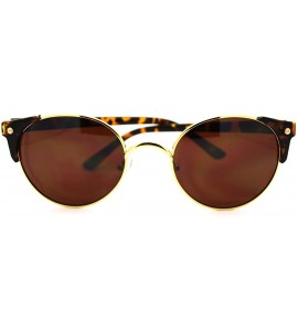 Round High Fashion Sunglasses Womens Round Side Horn Rim Unique Frame - Gold Tortoise - C611FDG6KAL $18.62