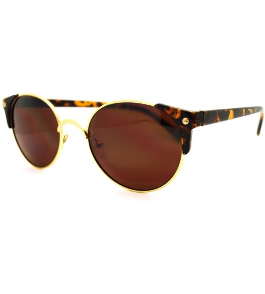 Round High Fashion Sunglasses Womens Round Side Horn Rim Unique Frame - Gold Tortoise - C611FDG6KAL $18.62