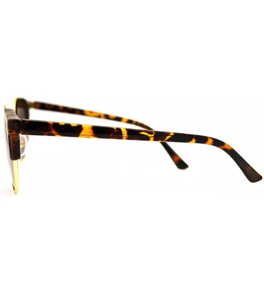 Round High Fashion Sunglasses Womens Round Side Horn Rim Unique Frame - Gold Tortoise - C611FDG6KAL $18.62