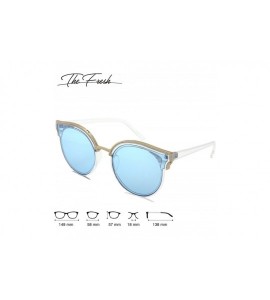 Oversized Modern Crystal/Metal Frame Colored Flat Lens Horn Rimmed Sunglasses - Crystal/Sky Blue - CK185KXT24G $29.44