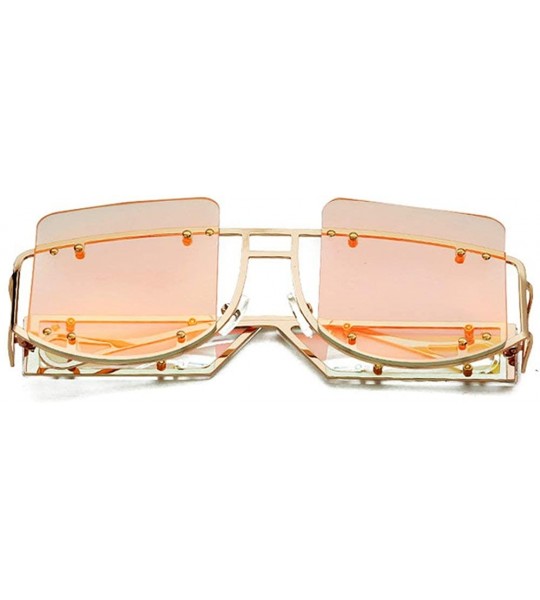 Square Fashion Mirror Sunglasses Oversized Glasses - Pink - CT18Z6YNILW $27.34