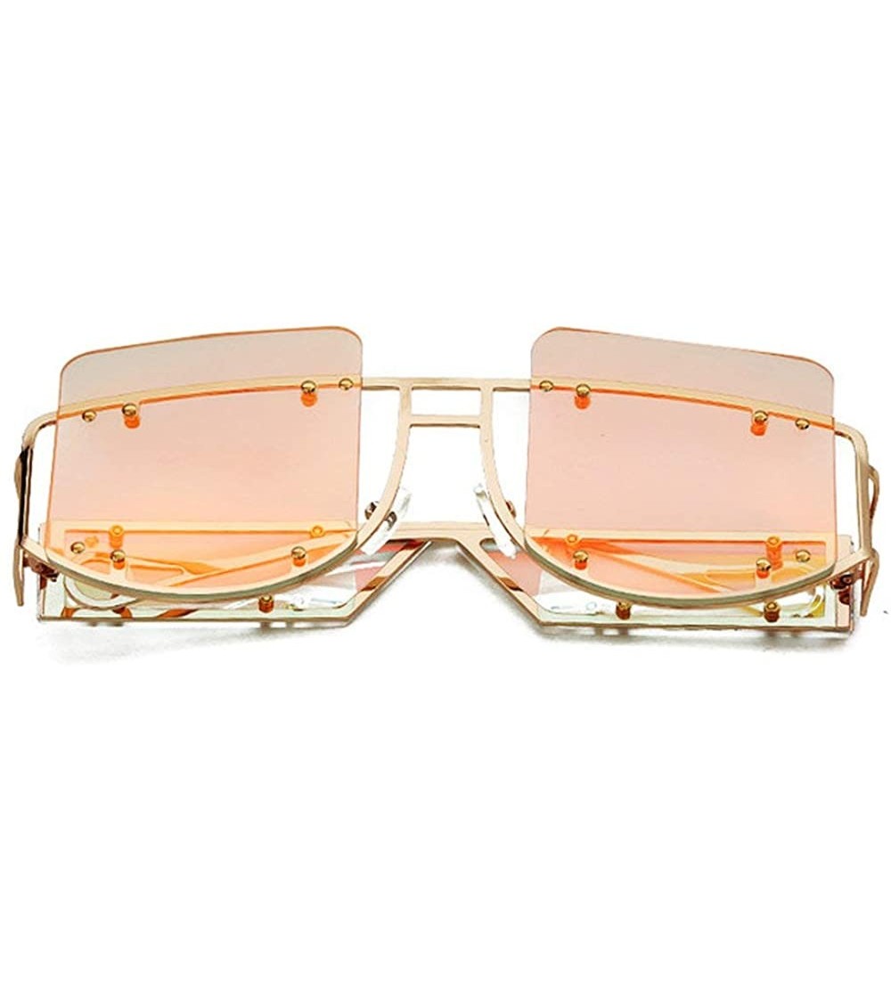 Square Fashion Mirror Sunglasses Oversized Glasses - Pink - CT18Z6YNILW $27.34