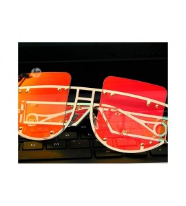 Square Fashion Mirror Sunglasses Oversized Glasses - Pink - CT18Z6YNILW $27.34