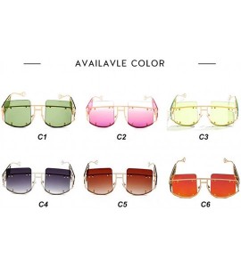 Square Fashion Mirror Sunglasses Oversized Glasses - Pink - CT18Z6YNILW $27.34