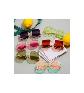 Square Fashion Mirror Sunglasses Oversized Glasses - Pink - CT18Z6YNILW $27.34