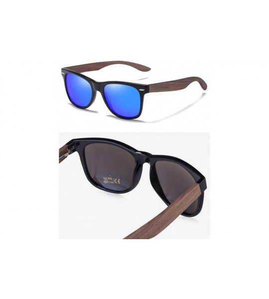 Square Mens Sunglasses Sports Polarized Sunglasses UV Protection Sunglasses for Wooden Sunglasses - Blue - CE18XMS8MGU $28.28