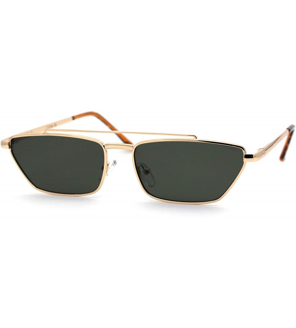 Rectangular Squared Flat Top Bridge Metal Rim Dad Sunglasses - Gold Solid Green - CI1959WKCTS $23.71