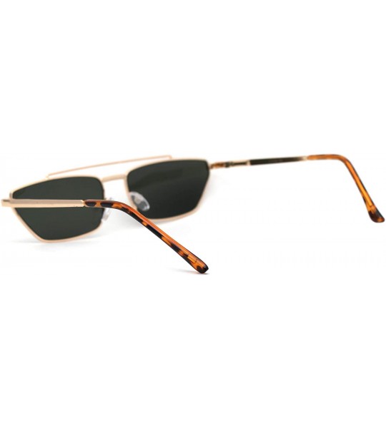 Rectangular Squared Flat Top Bridge Metal Rim Dad Sunglasses - Gold Solid Green - CI1959WKCTS $23.71