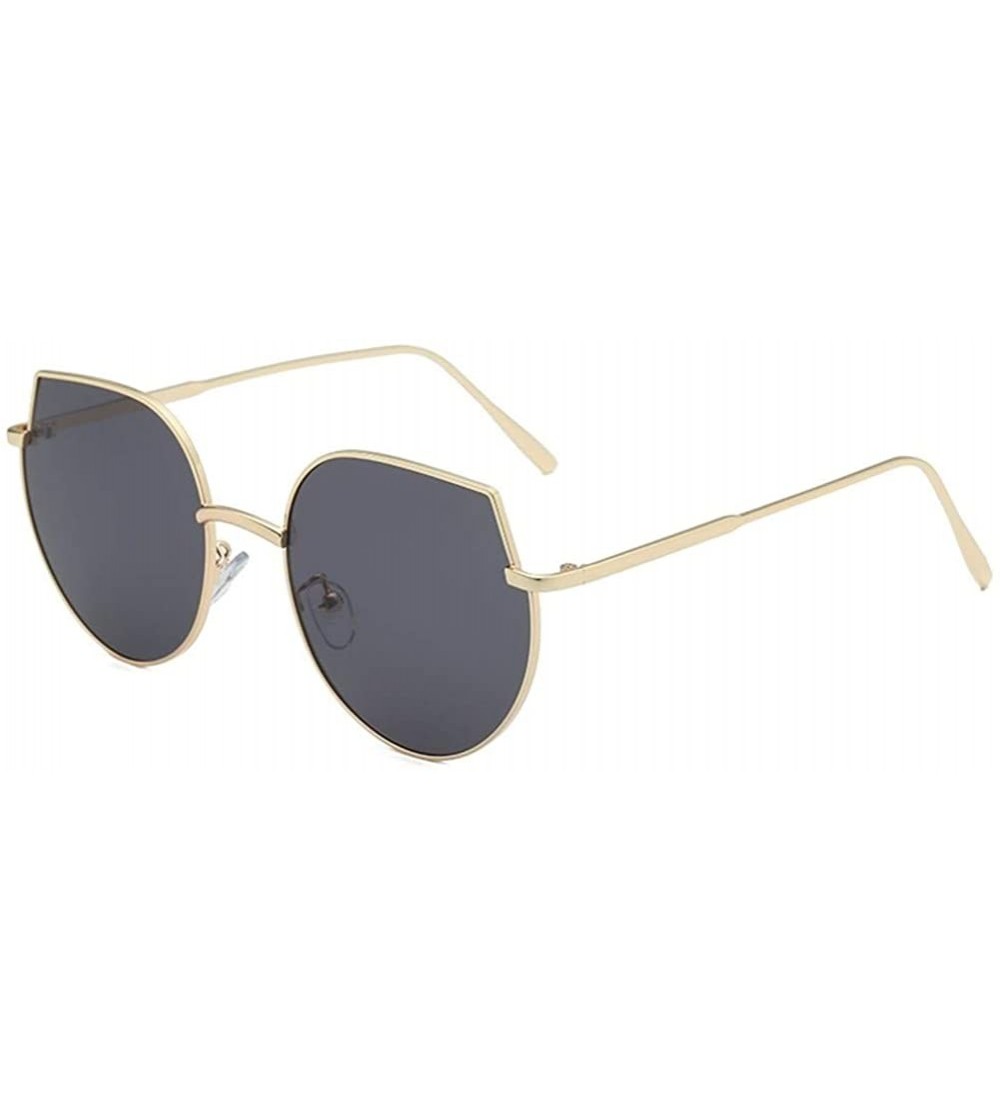 Oversized Women Cat Eye Sunglasses Metal Oversized Sun Glasses Eyewear Trend UV400 - Gold Grey - CQ190384GGX $23.27