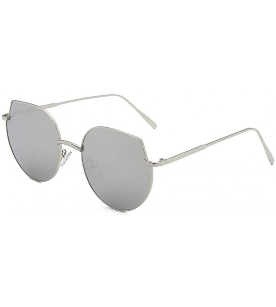 Oversized Women Cat Eye Sunglasses Metal Oversized Sun Glasses Eyewear Trend UV400 - Gold Grey - CQ190384GGX $23.27