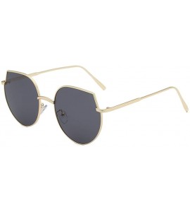 Oversized Women Cat Eye Sunglasses Metal Oversized Sun Glasses Eyewear Trend UV400 - Gold Grey - CQ190384GGX $23.27