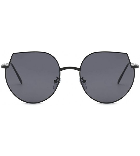 Oversized Women Cat Eye Sunglasses Metal Oversized Sun Glasses Eyewear Trend UV400 - Gold Grey - CQ190384GGX $23.27