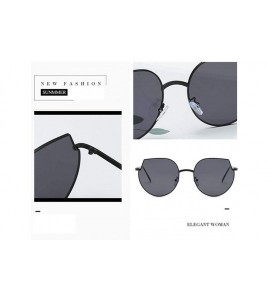 Oversized Women Cat Eye Sunglasses Metal Oversized Sun Glasses Eyewear Trend UV400 - Gold Grey - CQ190384GGX $23.27