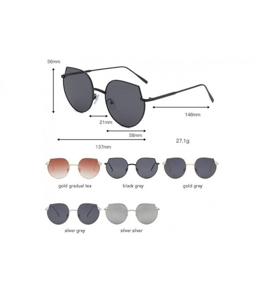 Oversized Women Cat Eye Sunglasses Metal Oversized Sun Glasses Eyewear Trend UV400 - Gold Grey - CQ190384GGX $23.27