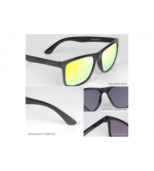 Square Polarized Sunglasses for Men Retro Unisex Rimmed Sunglasses UV Protection Fashion Square Mirrored Sunglasses - C918WGW...