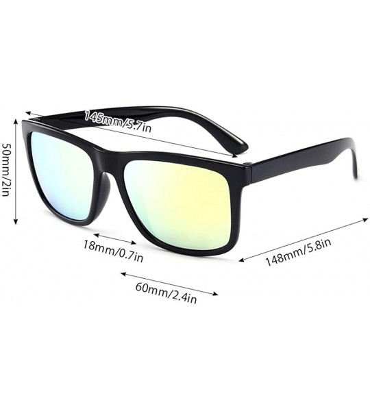 Square Polarized Sunglasses for Men Retro Unisex Rimmed Sunglasses UV Protection Fashion Square Mirrored Sunglasses - C918WGW...