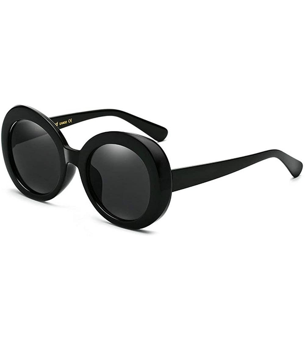 Oval 2019 new fashion trend oval punk explosion models unisex sunglasses - Black - CR18LGX7HEY $19.64