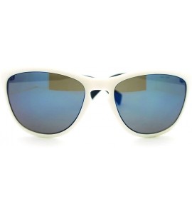 Oval Sporty Reflective Lens Celebrity Fashion Women's Sunglasses - White - CQ11PWB4HI5 $17.98