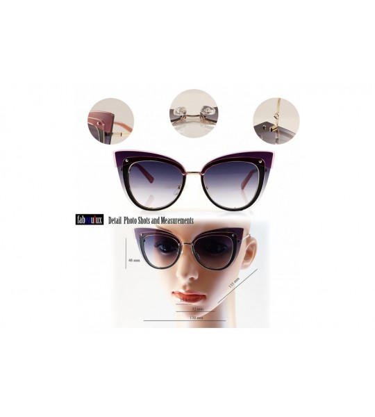 Round Muse Layered Top Cat-Eye Clear Eyeglasses Sunglasses A133 - Pink/ Purple Gr - CM18C5XGL2D $28.80