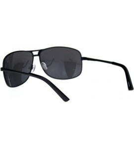 Rectangular Mens Narrow Spring Hinge Officer Style Pilots Metal Sunglasses - All Black - CL18QNCL262 $19.51