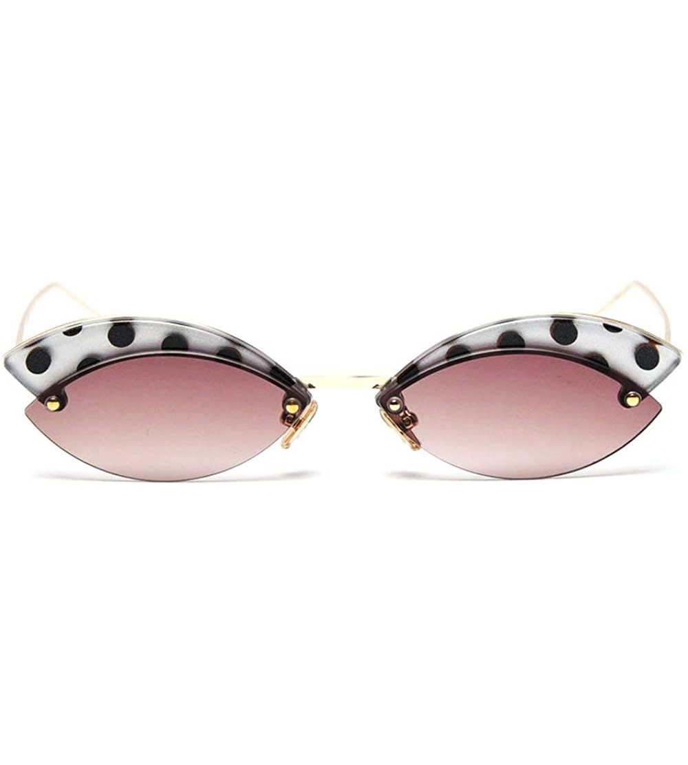 Oval Designer Frameless sunglassesSunglasses Vintage Reflective - Brwon - CP19996HDLK $26.45