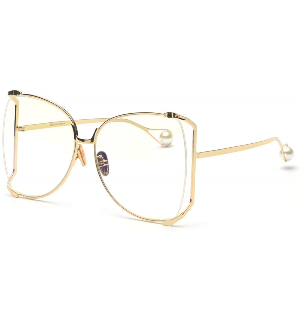 Rimless Oversized Semi Rimless Sunglasses For Women - Gold Frame/Clear Lens - CT18CGDGAZL $28.87